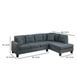 Dema 2pc Sectional Sofa Set- Chaise- 2 Pillows- Textured Black Velvet