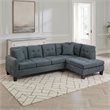 Dema 2pc Sectional Sofa Set- Chaise- 2 Pillows- Textured Black Velvet