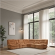Emett Power Recliner Sectional Sofa- Cupholder- Orange Chenille 139in