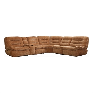 Emett Power Recliner Sectional Sofa- Cupholder- Orange Chenille 139in