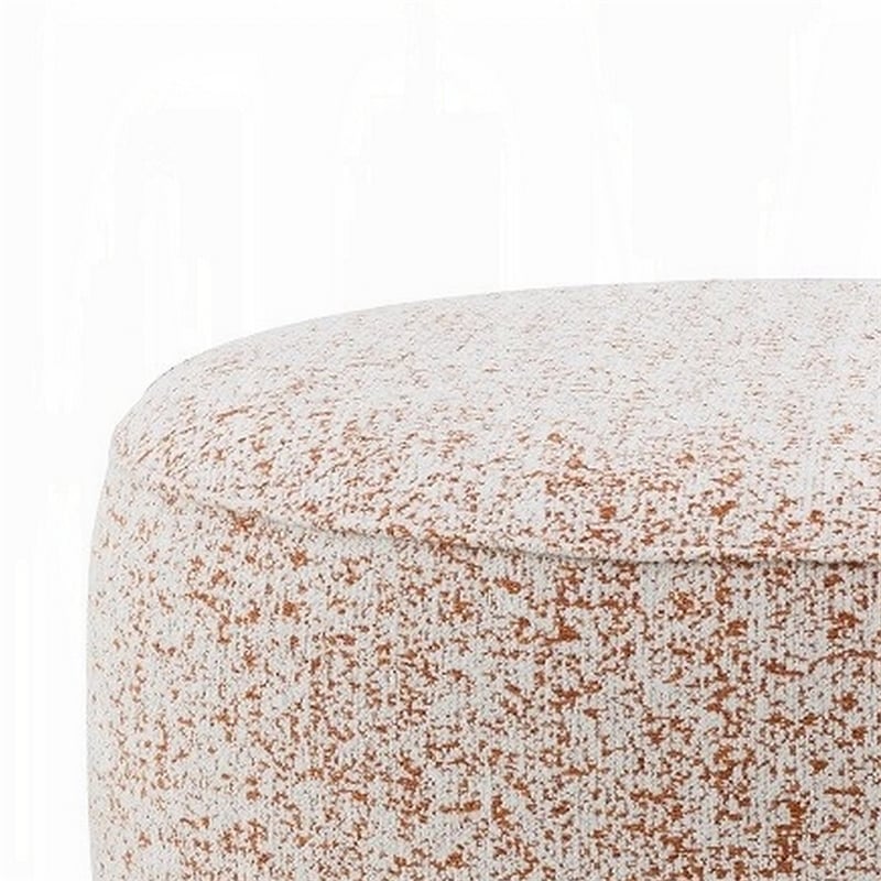 Sarah Ottoman- Round 39 Inch- Modern Style White Red Patterned Boucle