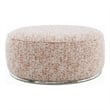 Sarah Ottoman- Round 39 Inch- Modern Style White Red Patterned Boucle