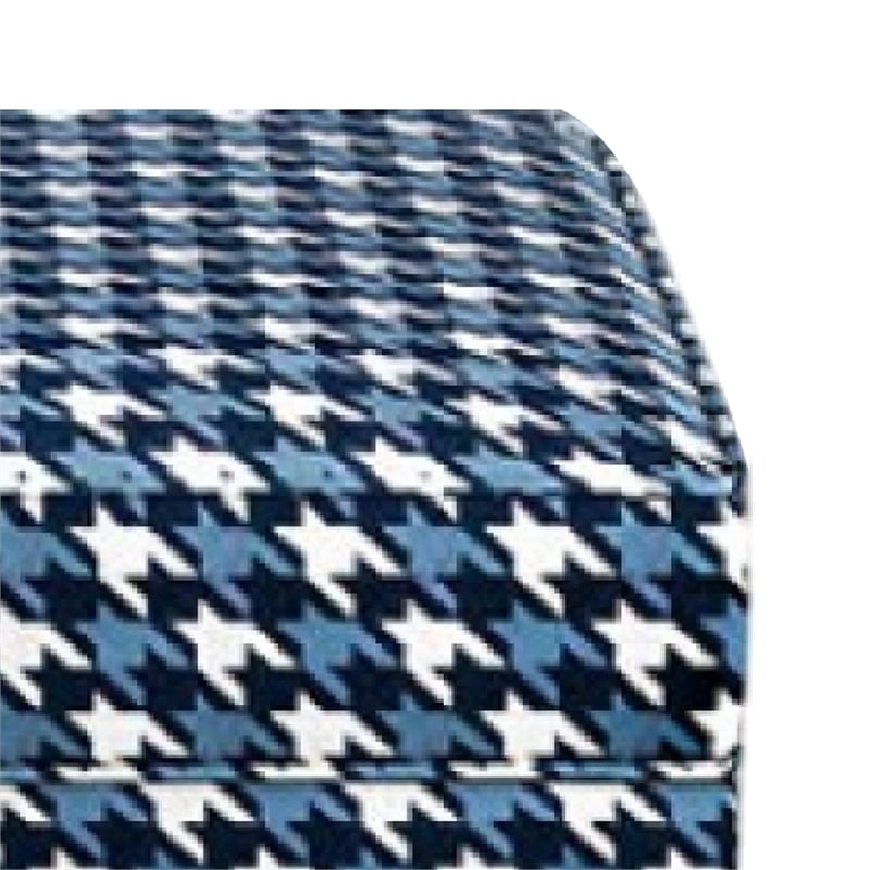 Colin Ottoman- Gray Blue White Houndstooth Polyester- 40in Rectangular