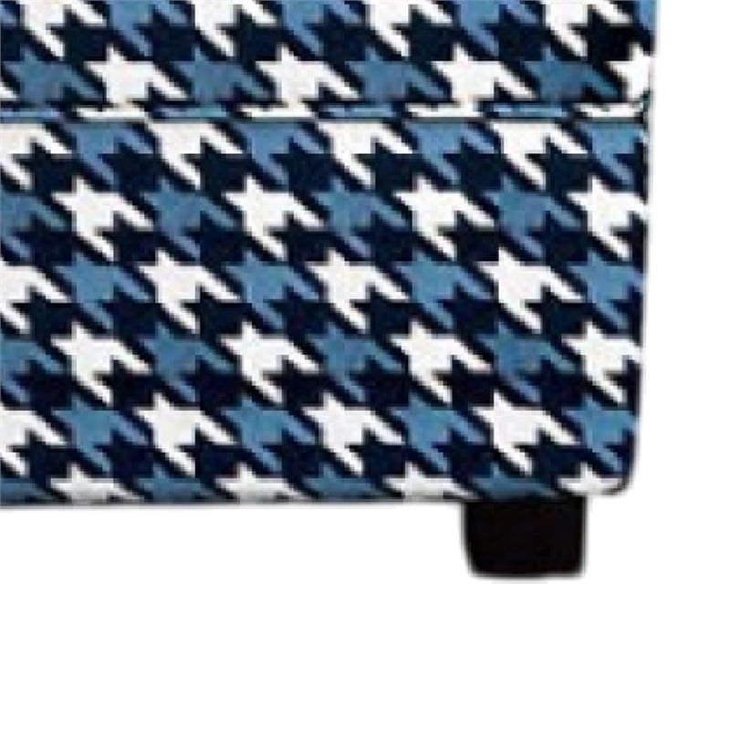 Colin Ottoman- Gray Blue White Houndstooth Polyester- 40in Rectangular