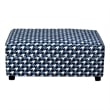 Colin Ottoman- Gray Blue White Houndstooth Polyester- 40in Rectangular