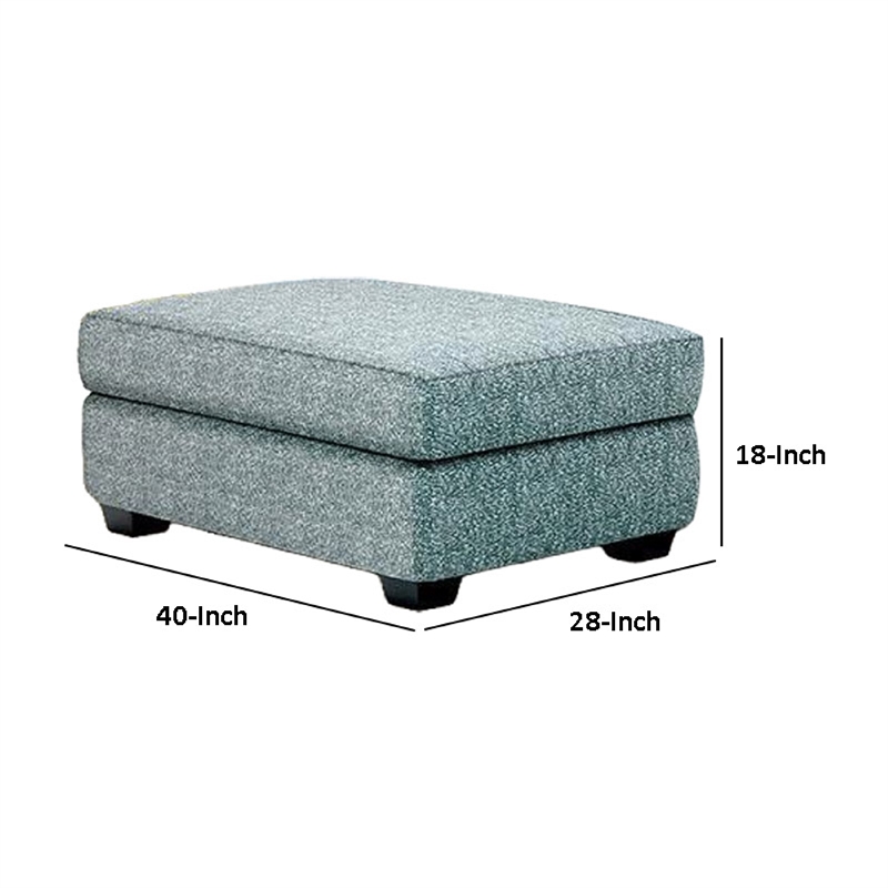 Berrie Ottoman- Teal Blue Polyester Cushioned Top- Black Wood- 40 Inch