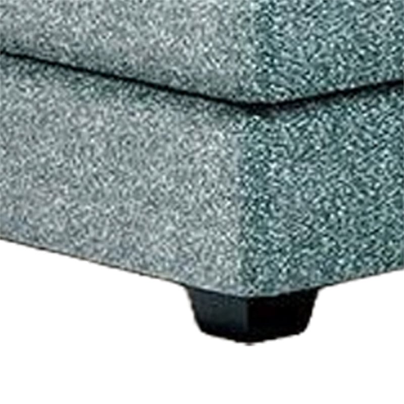 Berrie Ottoman- Teal Blue Polyester Cushioned Top- Black Wood- 40 Inch