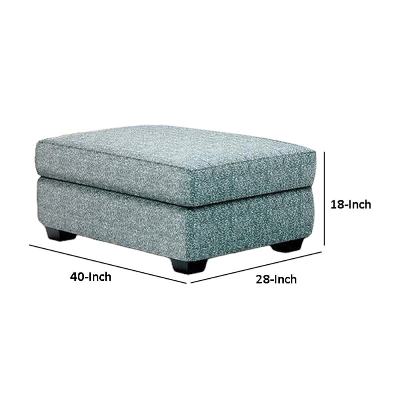 Berrie Ottoman- Teal Blue Polyester Cushioned Top- Black Wood- 40 Inch