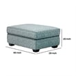 Berrie Ottoman- Teal Blue Polyester Cushioned Top- Black Wood- 40 Inch