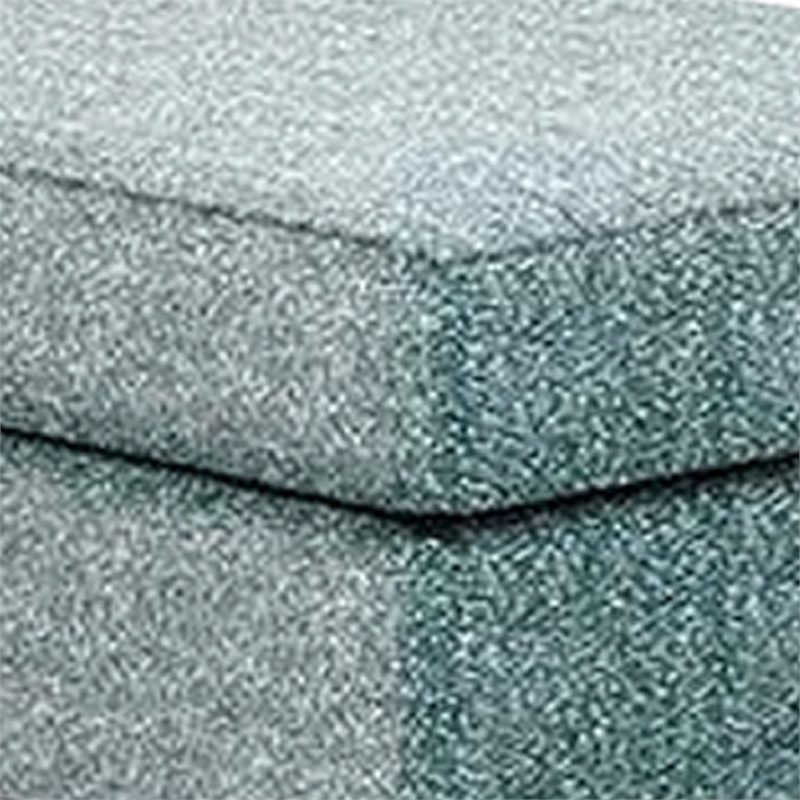Berrie Ottoman- Teal Blue Polyester Cushioned Top- Black Wood- 40 Inch
