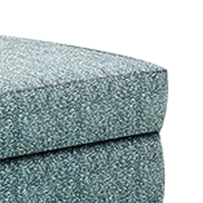 Berrie Ottoman- Teal Blue Polyester Cushioned Top- Black Wood- 40 Inch