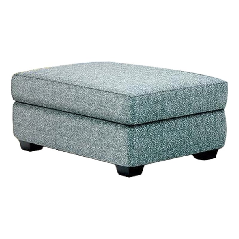 Berrie Ottoman- Teal Blue Polyester Cushioned Top- Black Wood- 40 Inch