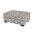Berrie Ottoman- Geometric Gray White Polyester- Solid Wood- 40 Inch
