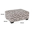 Berrie Ottoman- Geometric Gray White Polyester- Solid Wood- 40 Inch