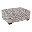 Berrie Ottoman- Geometric Gray White Polyester- Solid Wood- 40 Inch