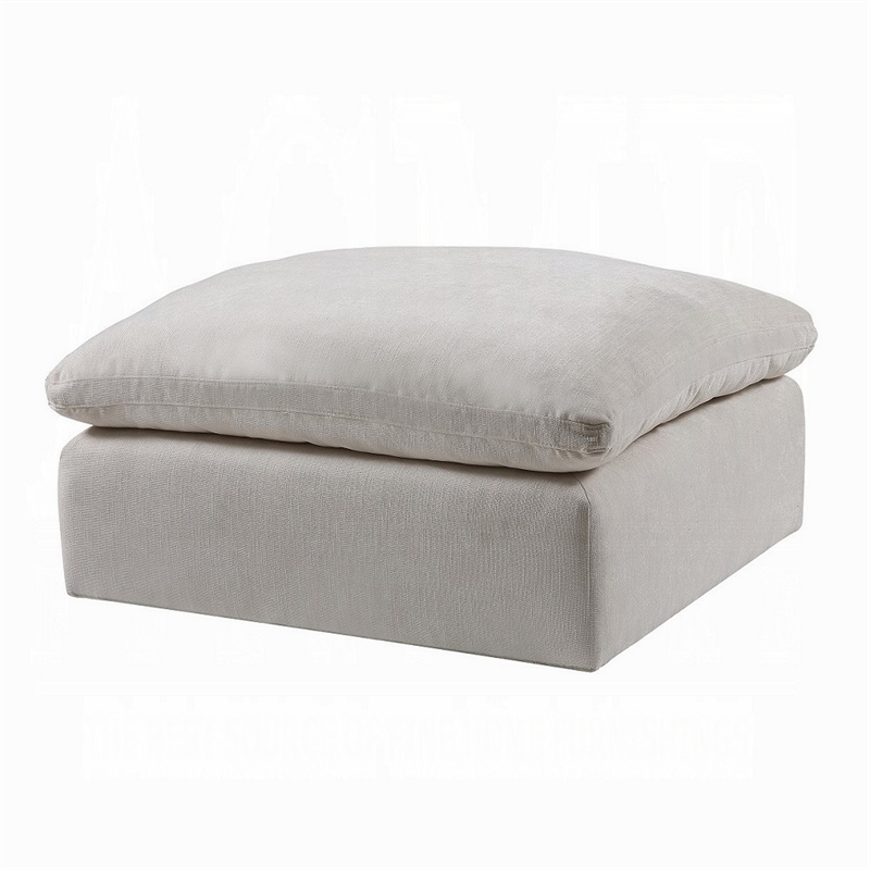 Shar Modular Ottoman- Pillow Top Cushion- Plush Ivory Linen Fabric