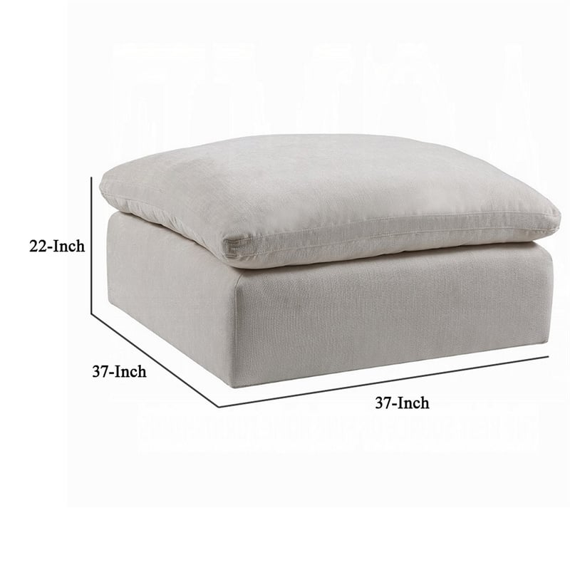 Shar Modular Ottoman- Pillow Top Cushion- Plush Ivory Linen Fabric