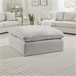 Shar Modular Ottoman- Pillow Top Cushion- Plush Ivory Linen Fabric