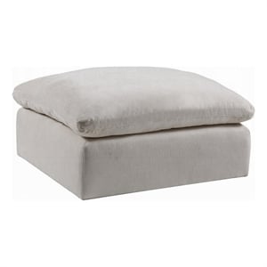 Shar Modular Ottoman- Pillow Top Cushion- Plush Ivory Linen Fabric
