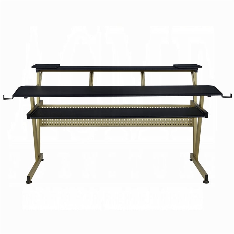 Vion 71 Inch Music Producer Desk for Computer- Black- 3 Tier Shelves
