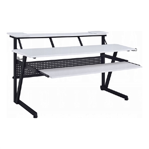 Vion 71 Inch Music Producer Desk for Computer- White- Keyboard Tray