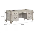 Antoine Home Office Desk- 5 Drawer- Pearl White Wood Gold- 74 Inch