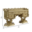 Rexx Vanity Desk with 5 Drawers and Ornate Carvings- 74 Inch Gold Wood