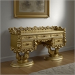 Rexx Vanity Desk with 5 Drawers and Ornate Carvings- 74 Inch Gold Wood