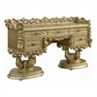 Rexx Vanity Desk with 5 Drawers and Ornate Carvings- 74 Inch Gold Wood