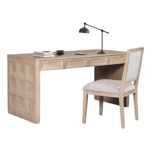 Kizie Writing Desk- 4 Drawers- Tawny Brown Wood- Rectangular 60 Inch