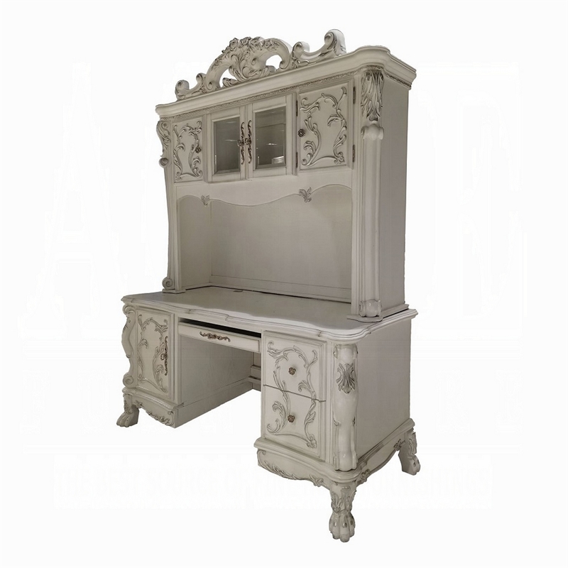 Ally Computer Desk and Hutch- Victorian Classic Bone White- 88 Inch
