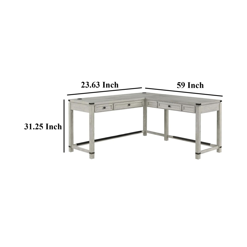 Gery L Corner Standing Sitting Desk with Lift Top- USB- White Wood