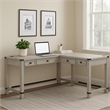 Gery L Corner Standing Sitting Desk with Lift Top- USB- White Wood