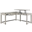 Gery L Corner Standing Sitting Desk with Lift Top- USB- White Wood