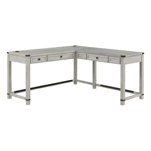 Gery L Corner Standing Sitting Desk with Lift Top- USB- White Wood