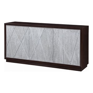 Sideboard Console Cabinet- Silver Metal Touch Open Door- 68 Inch Brown