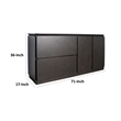 Ziva Sideboard Buffet Console- Drawers Doors- 71 Inch Black Solid Wood