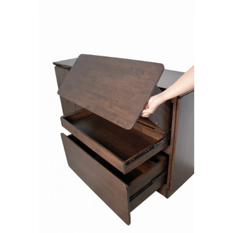 Vyva Sideboard Buffet Console- Walnut Brown Rubberwood- 71 Inch