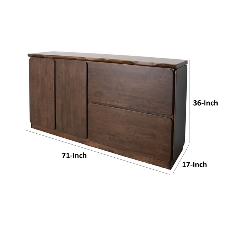 Vyva Sideboard Buffet Console- Walnut Brown Rubberwood- 71 Inch