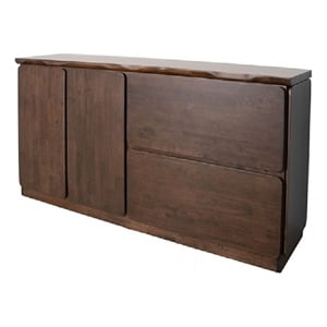 Vyva Sideboard Buffet Console- Walnut Brown Rubberwood- 71 Inch