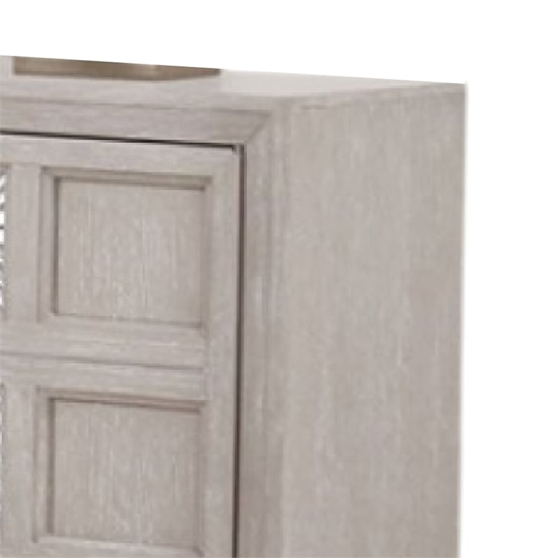 Diaz Sideboard Buffet Console- 3 Doors- Sunburst Pattern- Light Gray