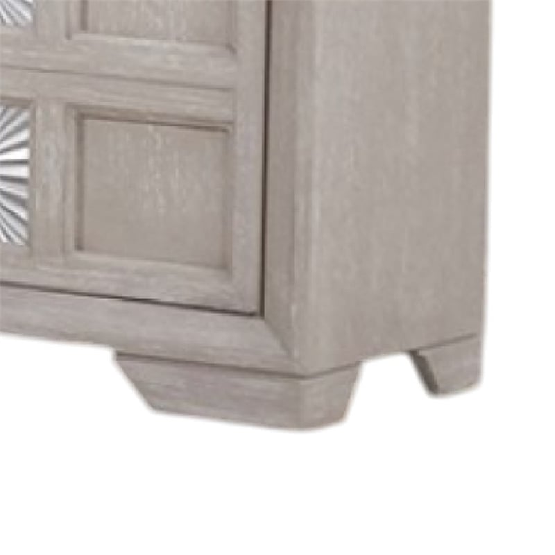 Diaz Sideboard Buffet Console- 3 Doors- Sunburst Pattern- Light Gray
