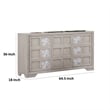 Diaz Sideboard Buffet Console- 3 Doors- Sunburst Pattern- Light Gray