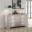 Diaz Sideboard Buffet Console- 3 Doors- Sunburst Pattern- Light Gray