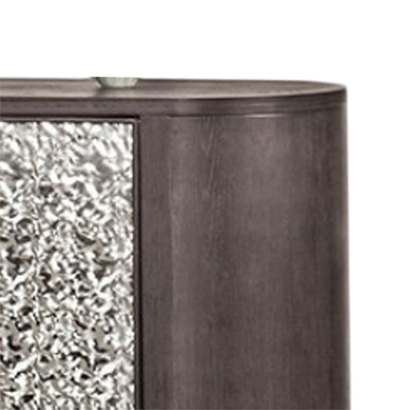 Zoko Sideboard Buffet Console- 2 Doors- Chrome- Ash Gray Wood 60 Inch