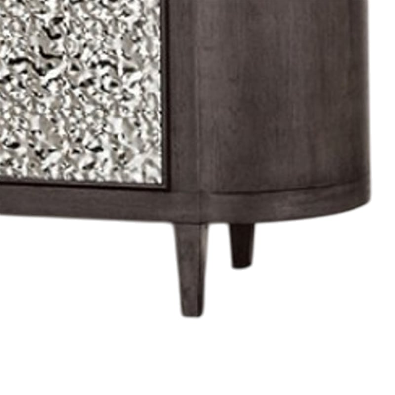 Zoko Sideboard Buffet Console- 2 Doors- Chrome- Ash Gray Wood 60 Inch