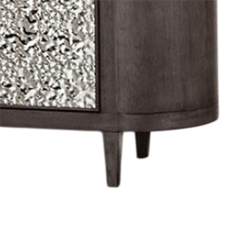 Zoko Sideboard Buffet Console- 2 Doors- Chrome- Ash Gray Wood 60 Inch