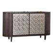 Zoko Sideboard Buffet Console- 2 Doors- Chrome- Ash Gray Wood 60 Inch