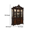Zenie Buffet Cabinet and Hutch- Classic Carved- Cherry Brown Solid Wood