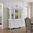 Zenie Buffet Cabinet and Hutch- Classic Carved Details- White Solid Wood